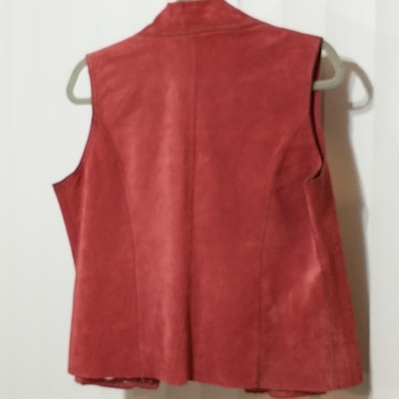 Coldwater Creek Suede Leather Vest Rust Womens Autumn Genuine Soft 100% Small - Picture 5 of 15